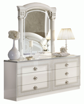 Bedroom Furniture Dressers and Chests Aida White Silver Dresser
