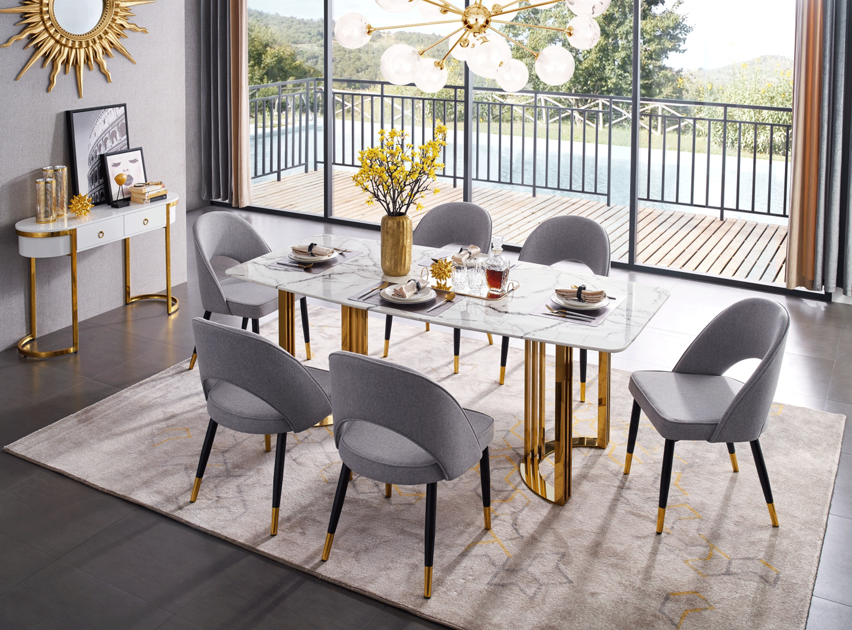 Dining Room Furniture Modern Dining Room Sets 131 Gold Marble Dining