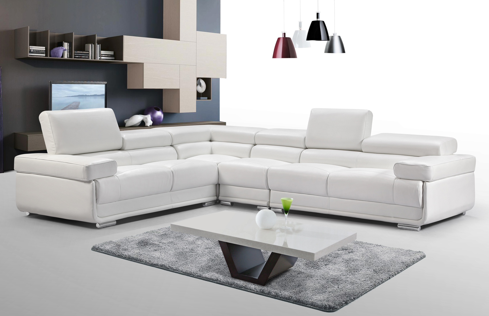 Living Room Furniture Sofas Loveseats and Chairs 2119 Sectional White