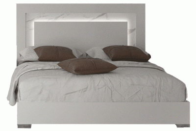 Carrara Queen size Bed White w/Light