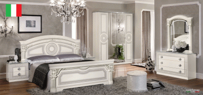 Bedroom Furniture Classic Bedrooms QS and KS Aida Bedroom, White w/Silver, Camelgroup Italy