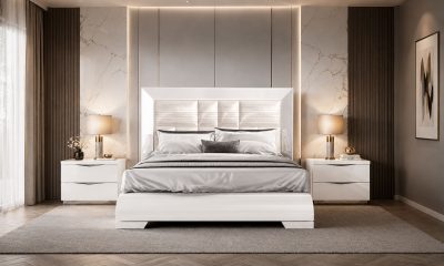 Modern Bedrooms QS and KS Carmen Bed with Onda Nightstands