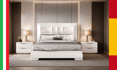 Modern Bedrooms QS and KS Carmen Bed with Onda Nightstands