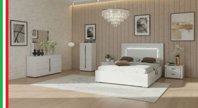 Modern Bedrooms QS and KS Carrara Bed with Anna Nightstands