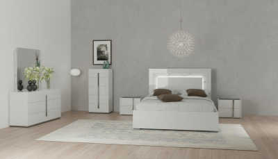 Modern Bedrooms QS and KS Carrara Bed with Bianca Marble Nightstands