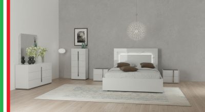 Modern Bedrooms QS and KS Carrara Bed with Bianca Marble Nightstands