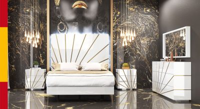 Bedroom Furniture Modern Bedrooms QS and KS Oro White Bed with Frames