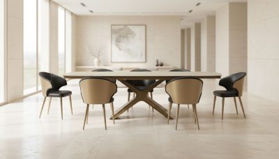 9368 Dining Table with Wave Dark Grey Chairs