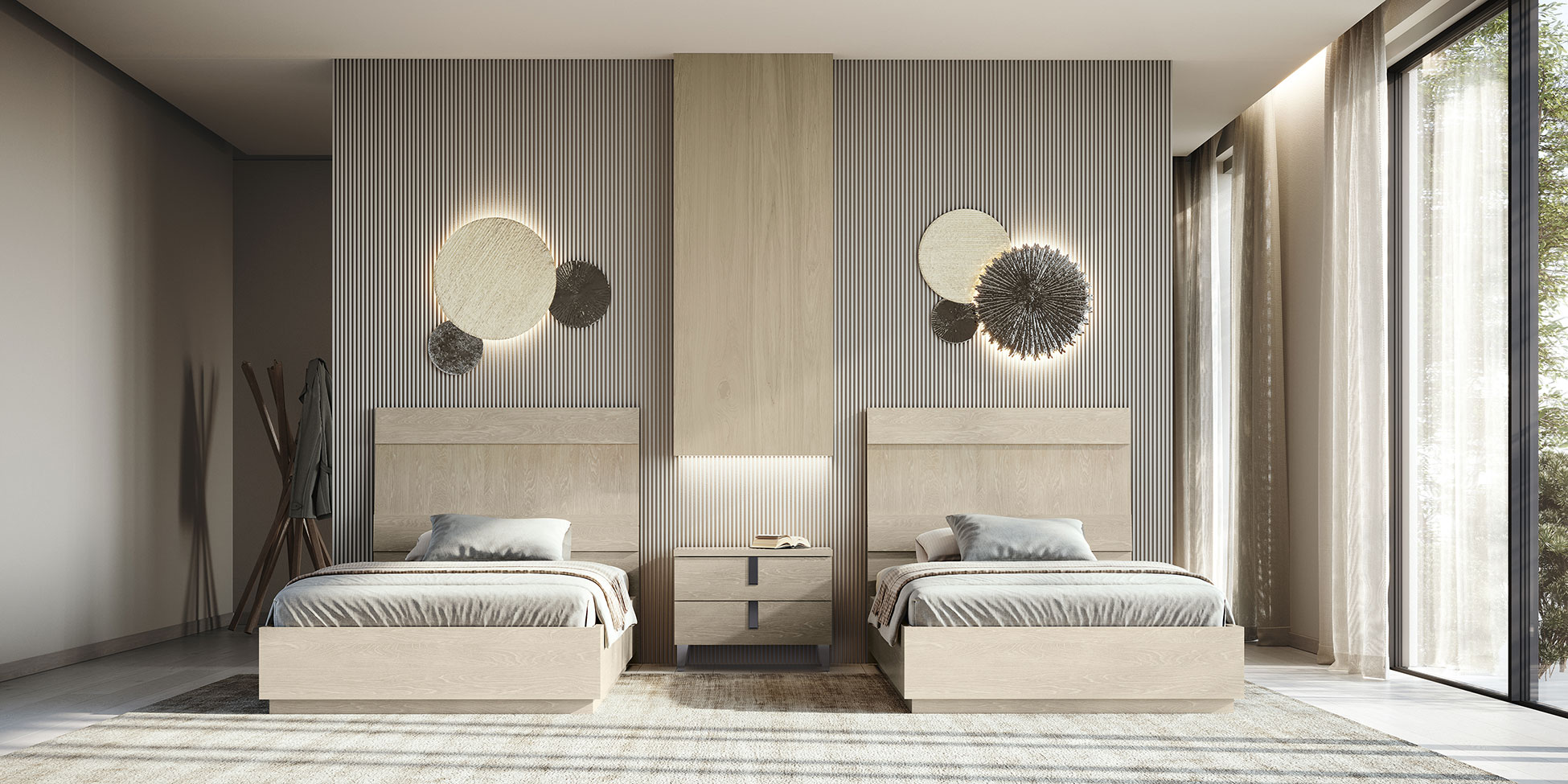 Bedroom Furniture Beds 48" Kroma Sand Birch 48" Bed