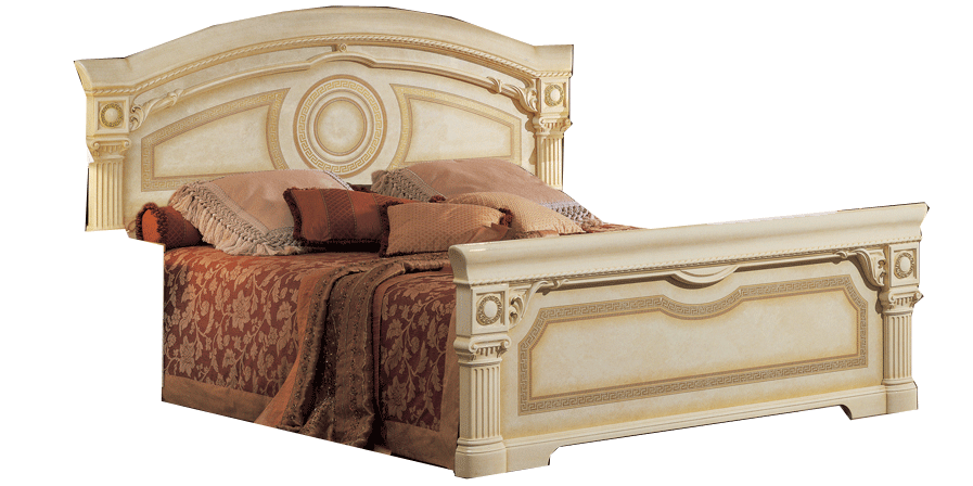 Bedroom Furniture Nightstands Aida Bed Ivory w/Gold