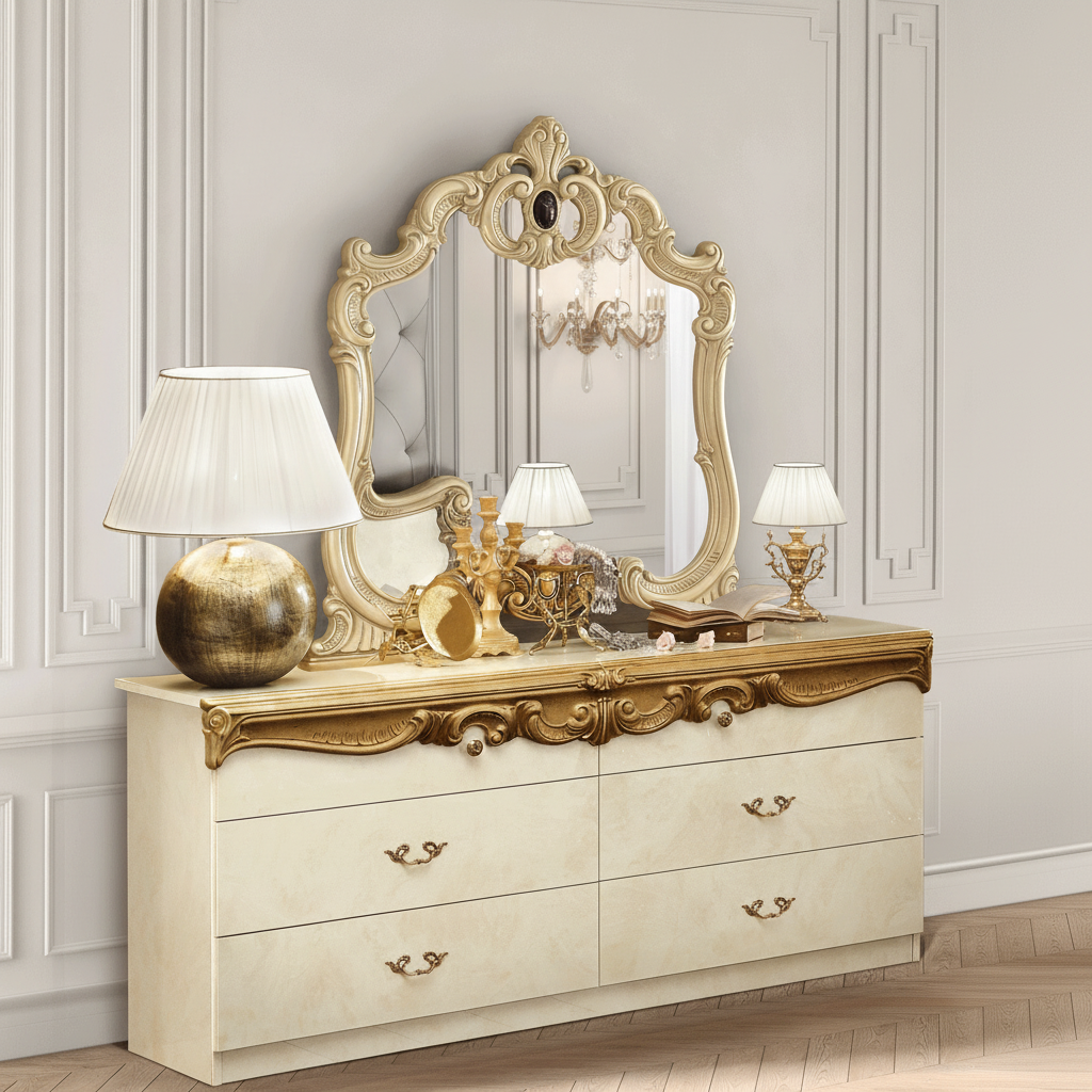 Bedroom Furniture Dressers and Chests Barocco Dressers IVORY/GOLD