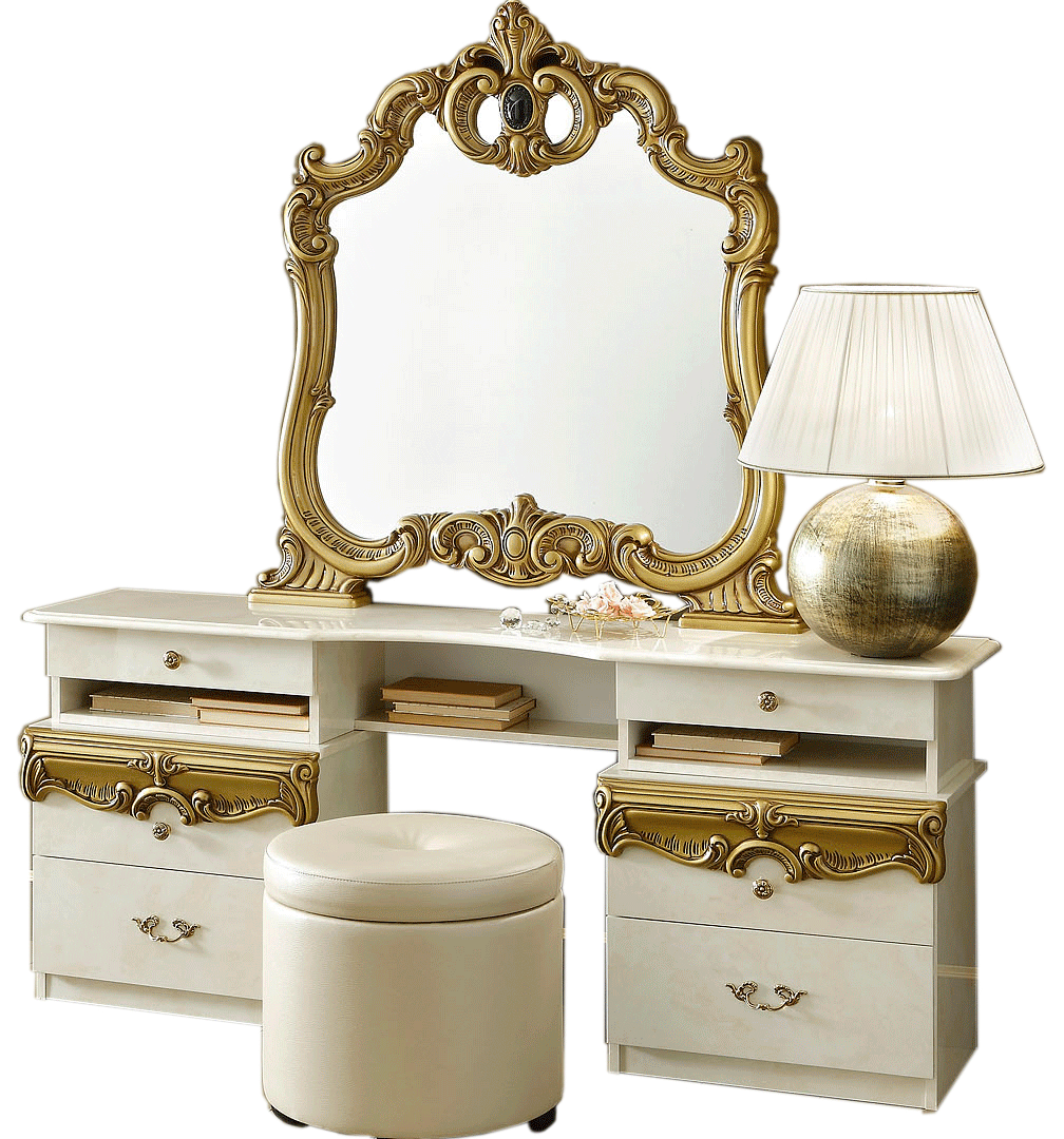 Clearance Bedroom Barocco Ivory/Gold Vanity Dresser