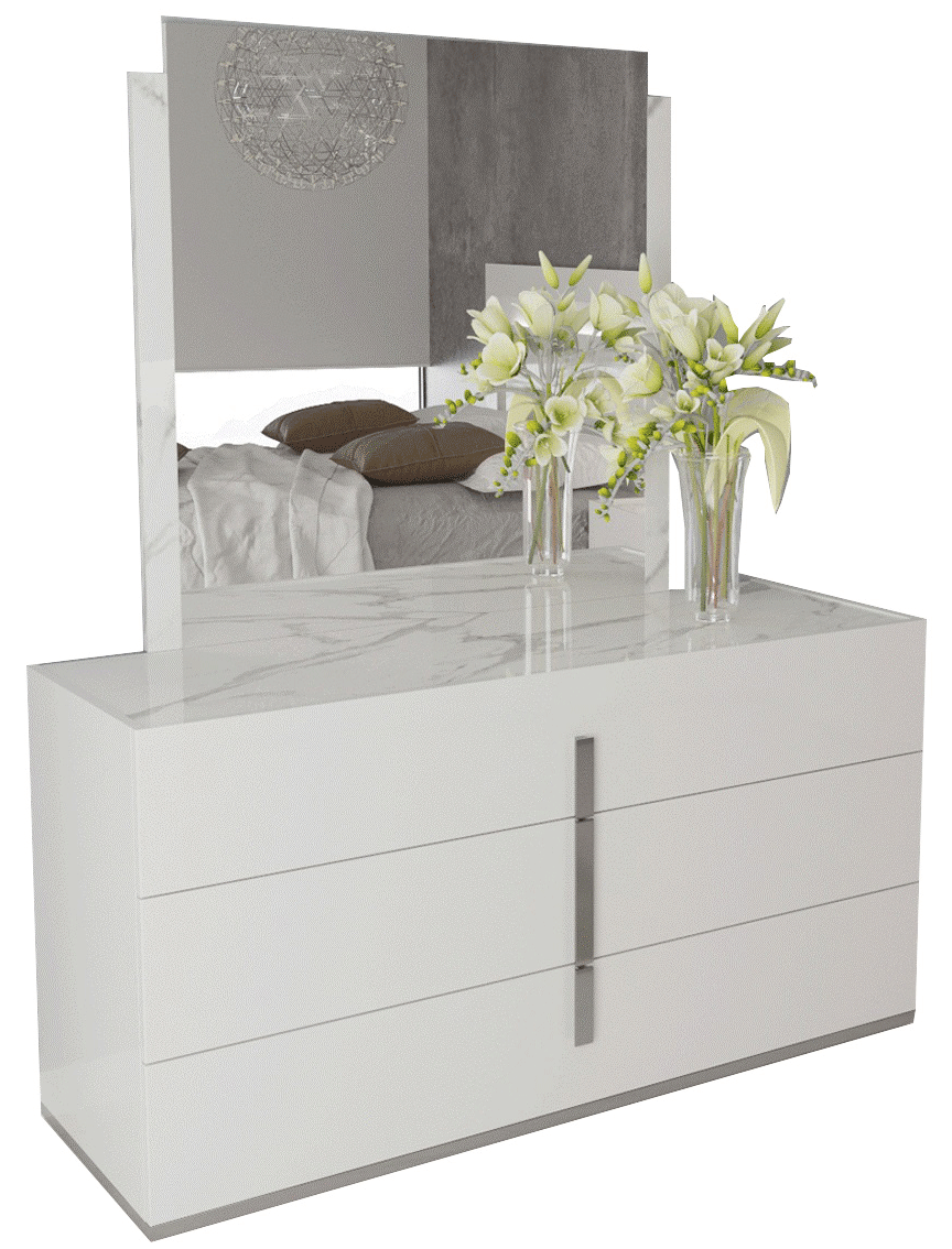 Brands Status orders Carrara White Dresser/Mirror