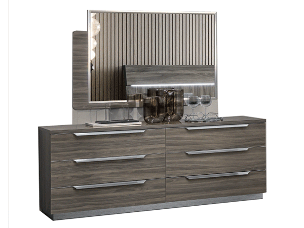 Bedroom Furniture Mirrors Kroma Double Dresser GREY