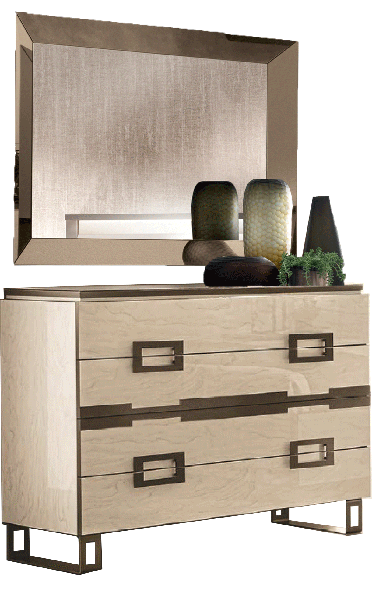 Bedroom Furniture Modern Bedrooms QS and KS Poesia Single Dresser / Mirror