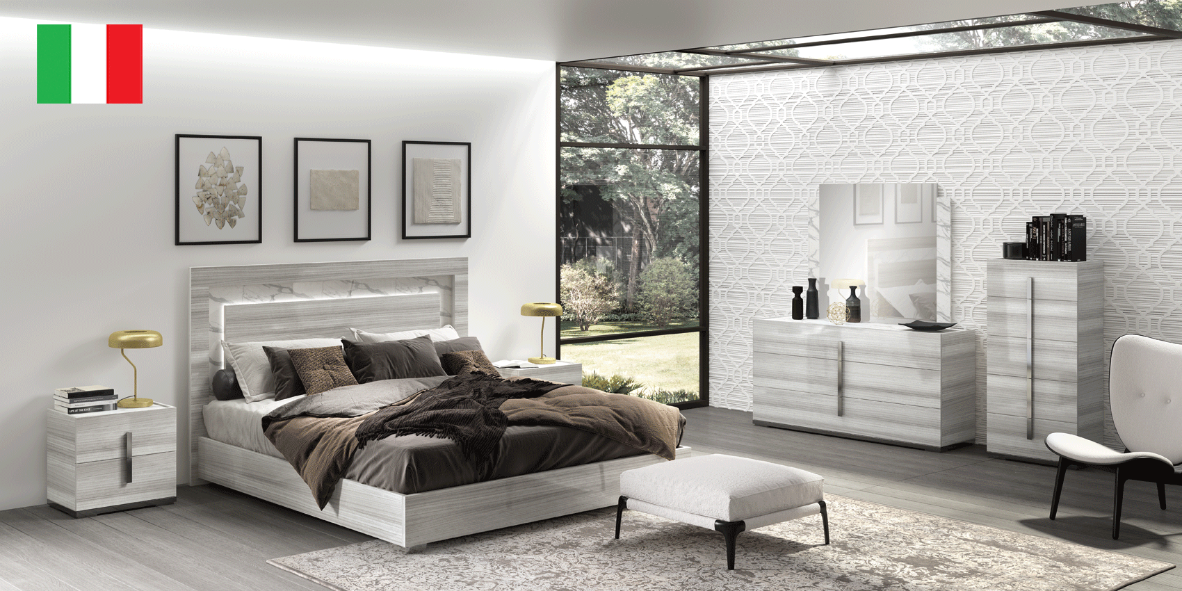 Clearance Bedroom Carrara Bedroom Grey w/Light