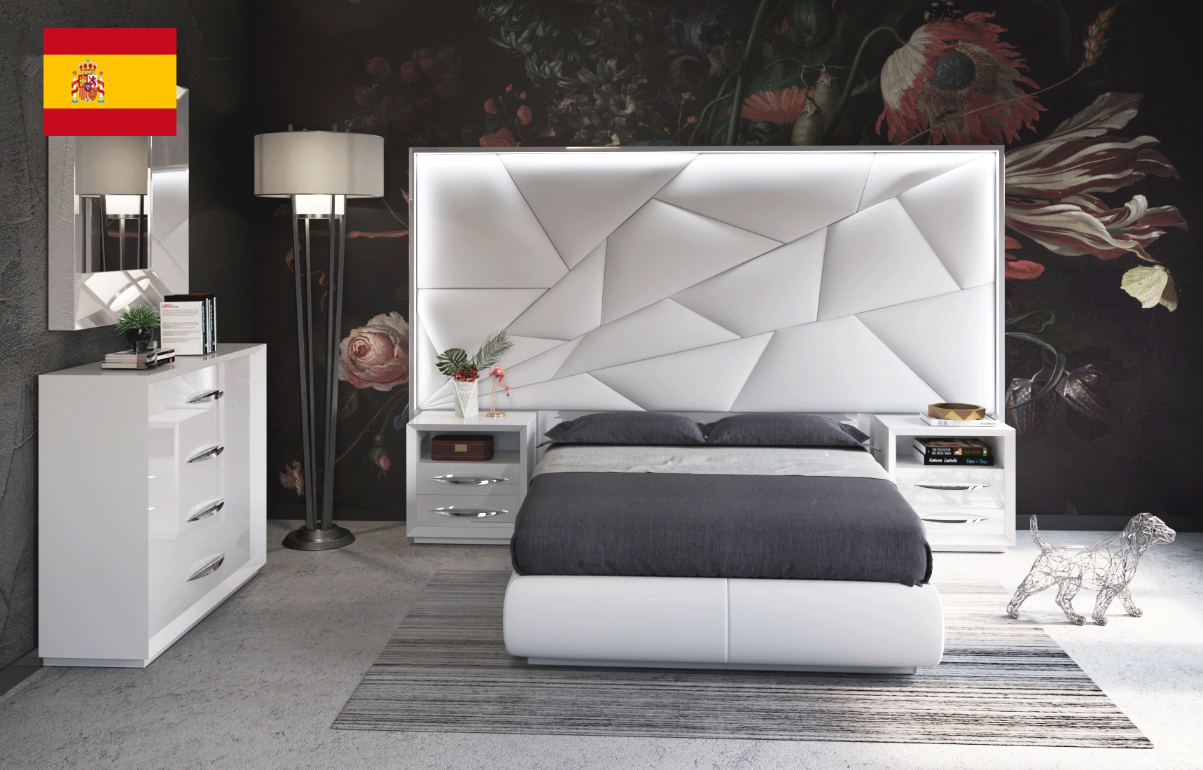 Brands Franco Furniture Bedrooms vol3, Spain Majesty Bedroom w/light and Carmen Cases