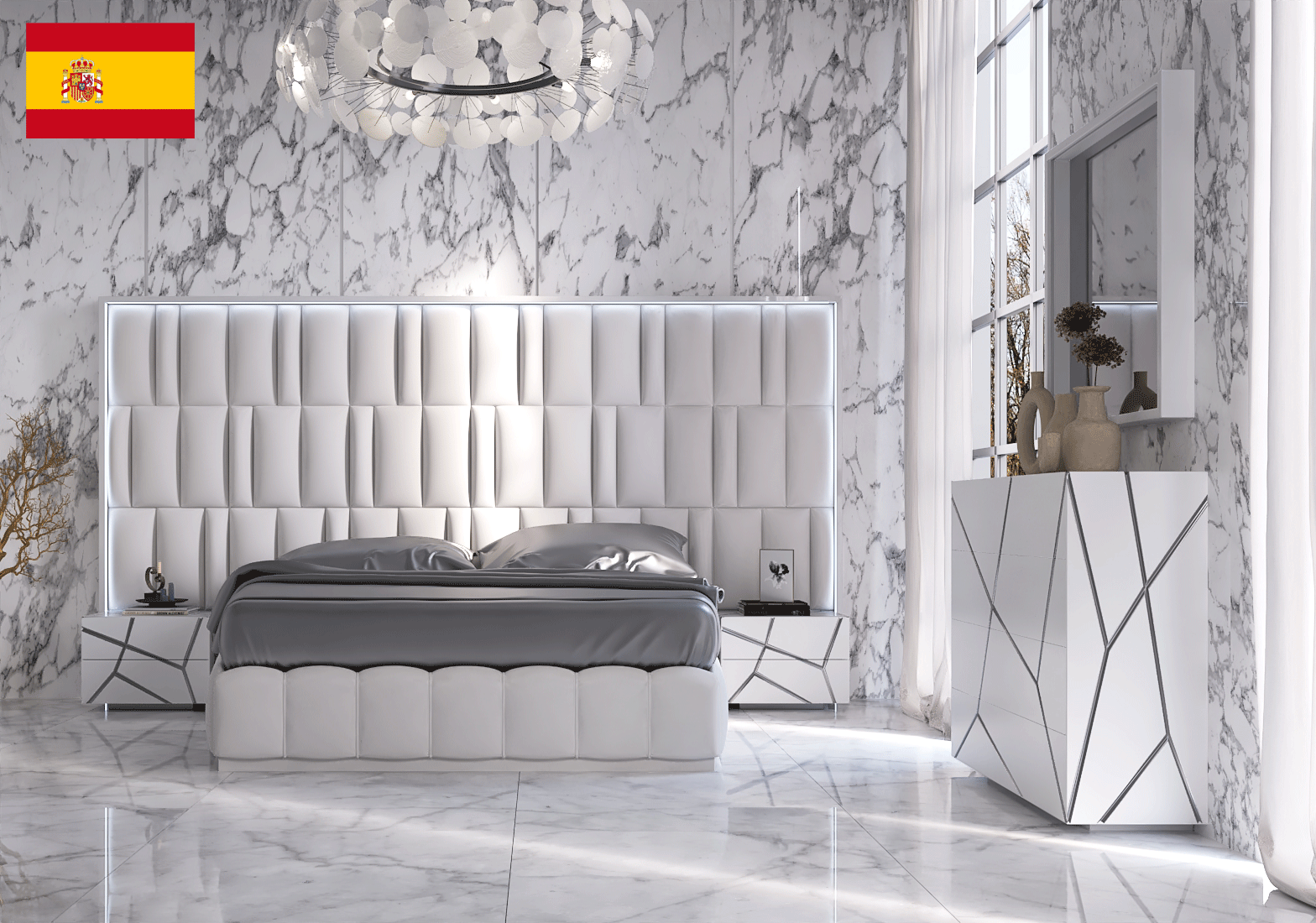 Brands Franco Furniture Avanty Bedrooms, Spain Orion Bed with Gio cases