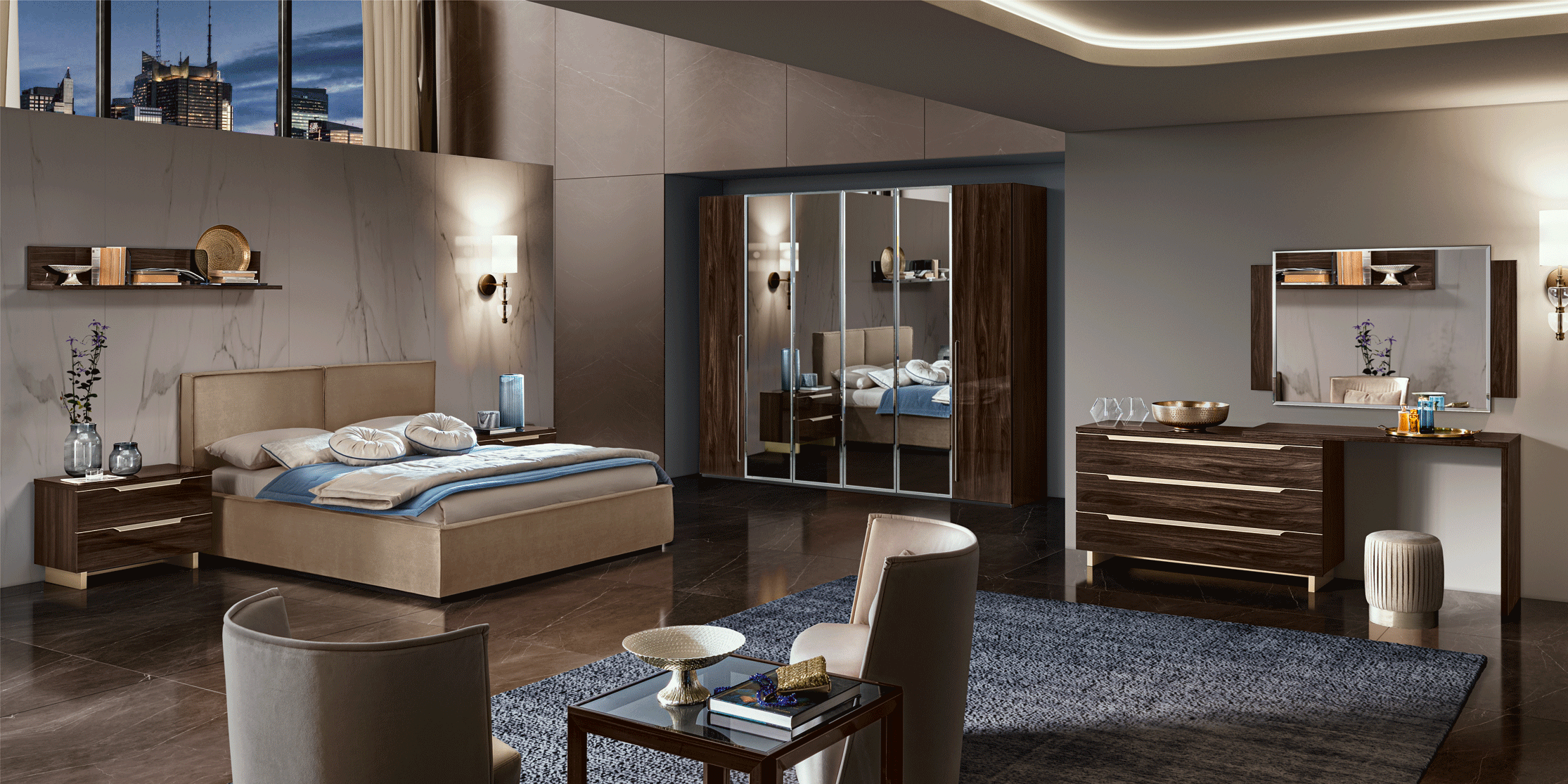 Bedroom Furniture Mirrors Smart Bedgroup Walnut Additional items
