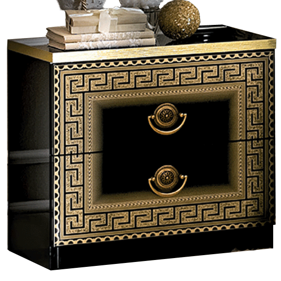 Bedroom Furniture Dressers and Chests Aida Black-Gold Nightstand