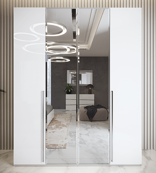 Bedroom Furniture Wardrobes Dama Bianca 4 Door Wardrobe White