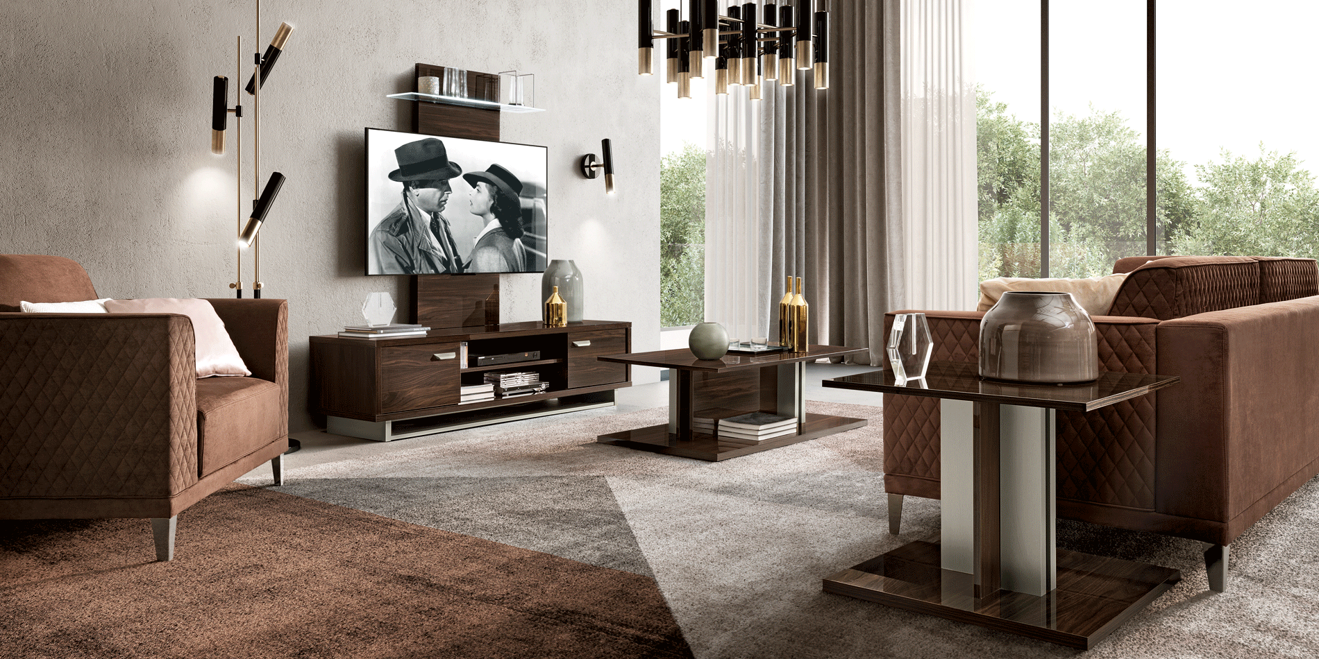 Brands Arredoclassic Living Room, Italy Volare Entertainment center Dark Walnut/Nickel Additional items