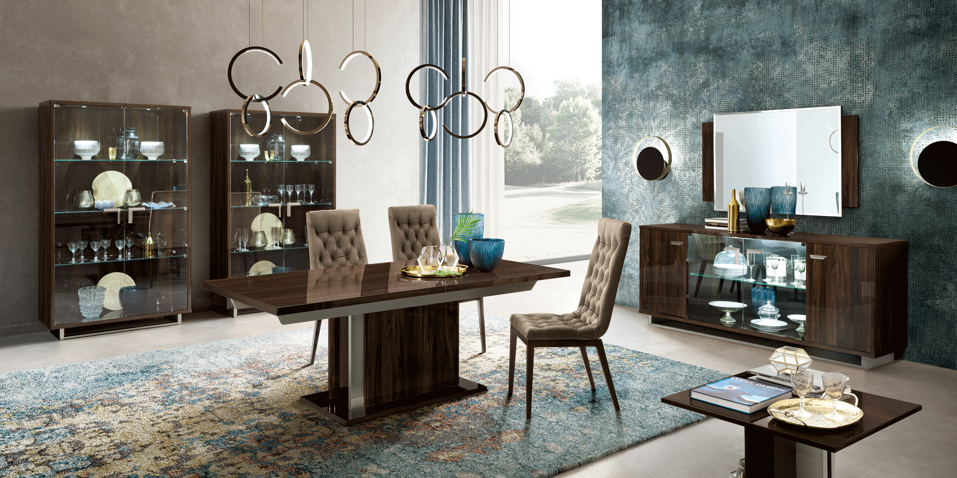 Dining Room Furniture Marble-Look Tables Volare Dining room Dark Walnut/Nickel Additional items