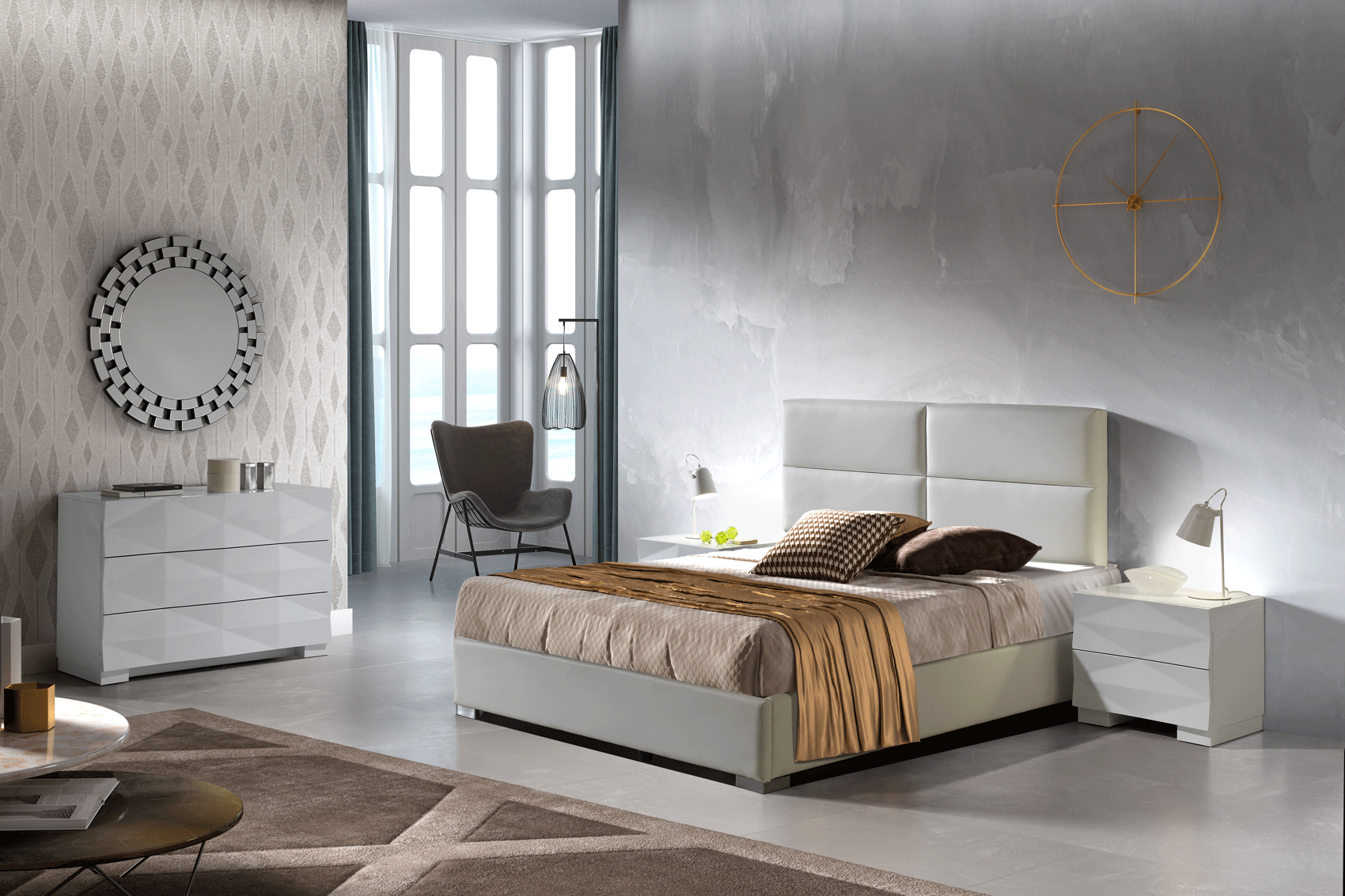 Bedroom Furniture Modern Bedrooms QS and KS 851 Sara Bed with Storage, M-100, C-100, E-418, DC-508, FL-15011-NBK, LT-3538-W1
