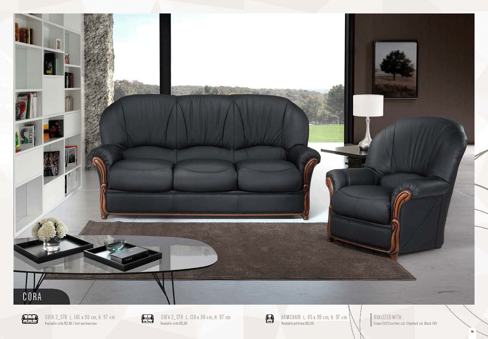 Living Room Furniture Reclining and Sliding Seats Sets Cora