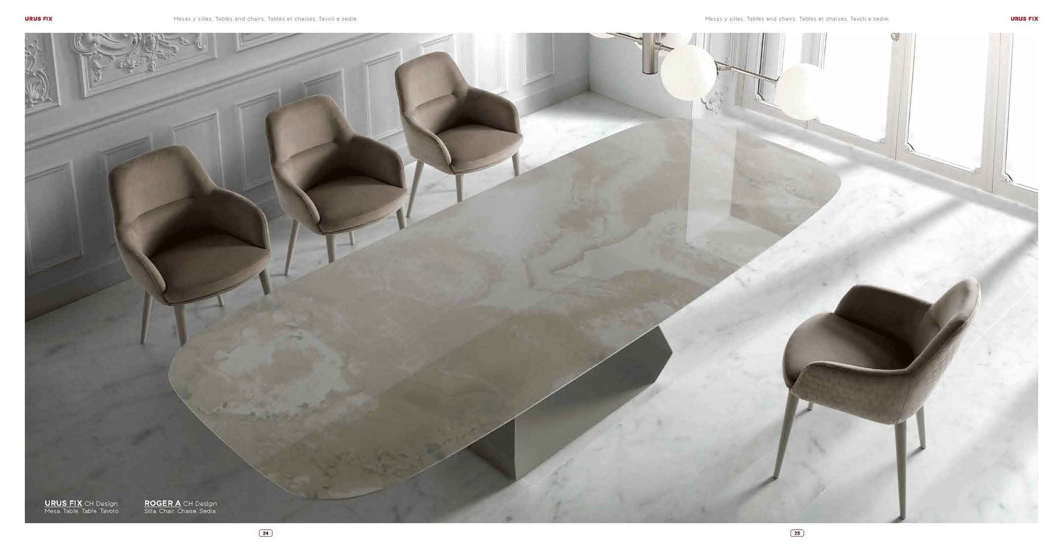 Dining Room Furniture Marble-Look Tables Urus Fix Dining Table and Roger A chair
