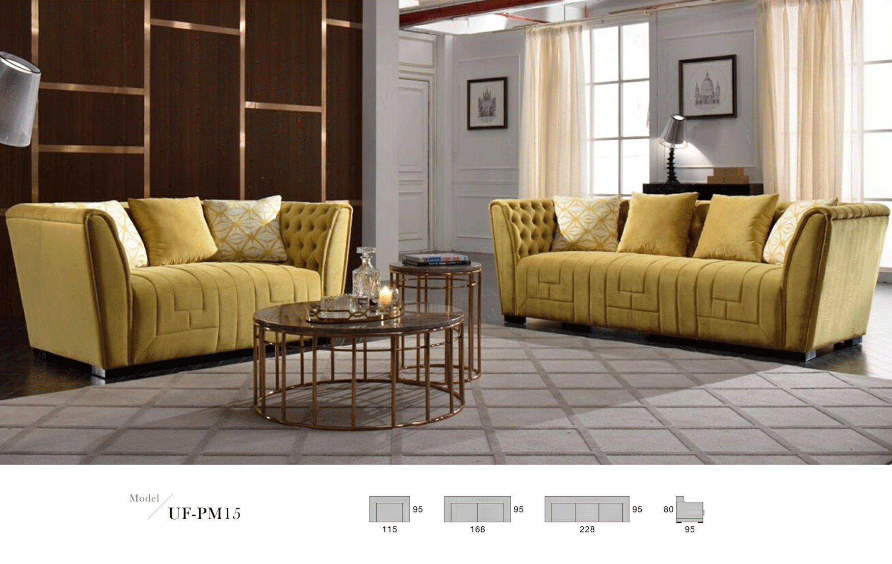 Living Room Furniture Sectionals PM15 LIVING ROOM SET FABRIC