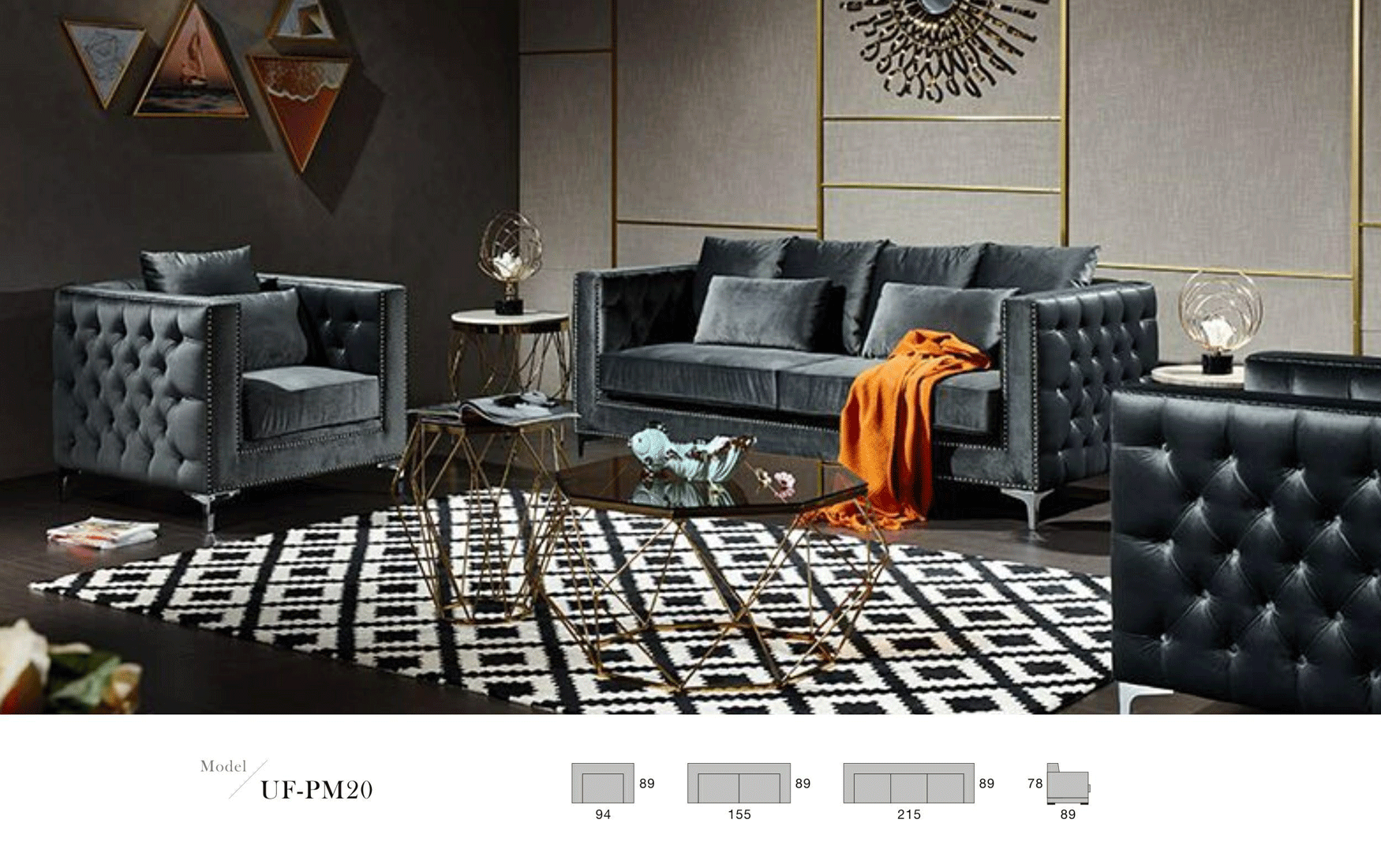 Brands Status Modern Collections, Italy PM20 LIVING ROOM SET FABRIC