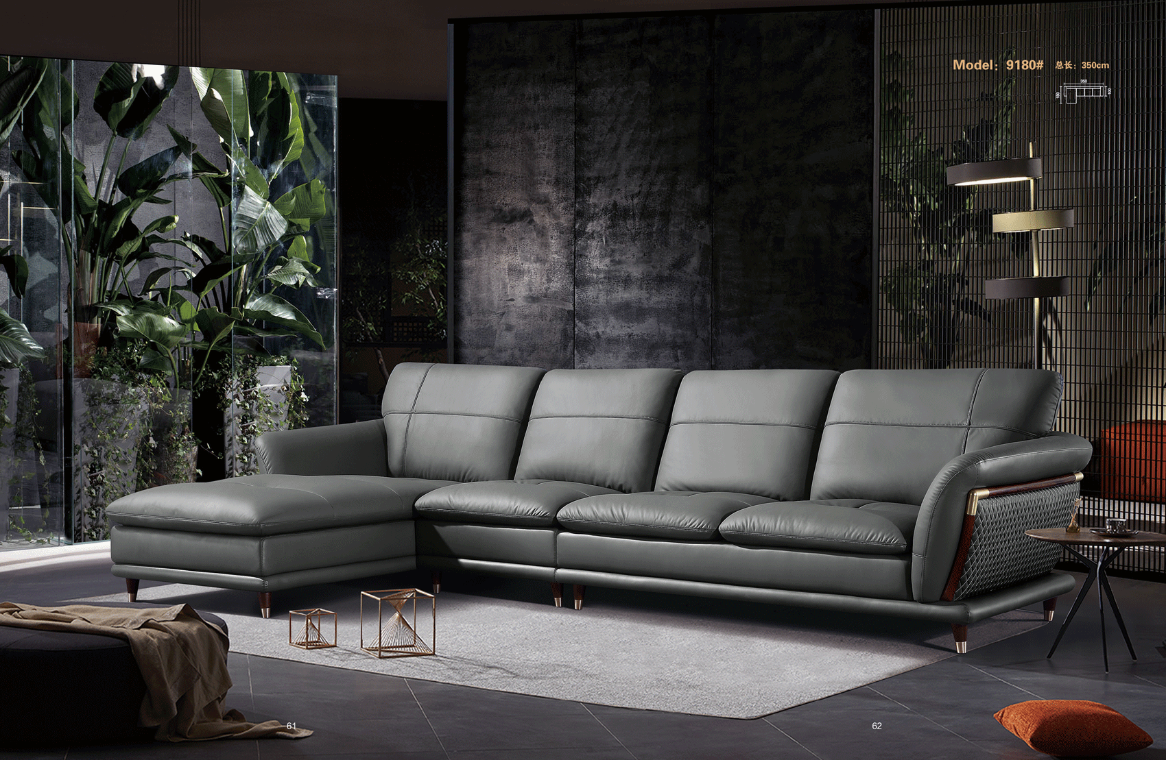 Brands Status Modern Collections, Italy 9180 Sectional Left