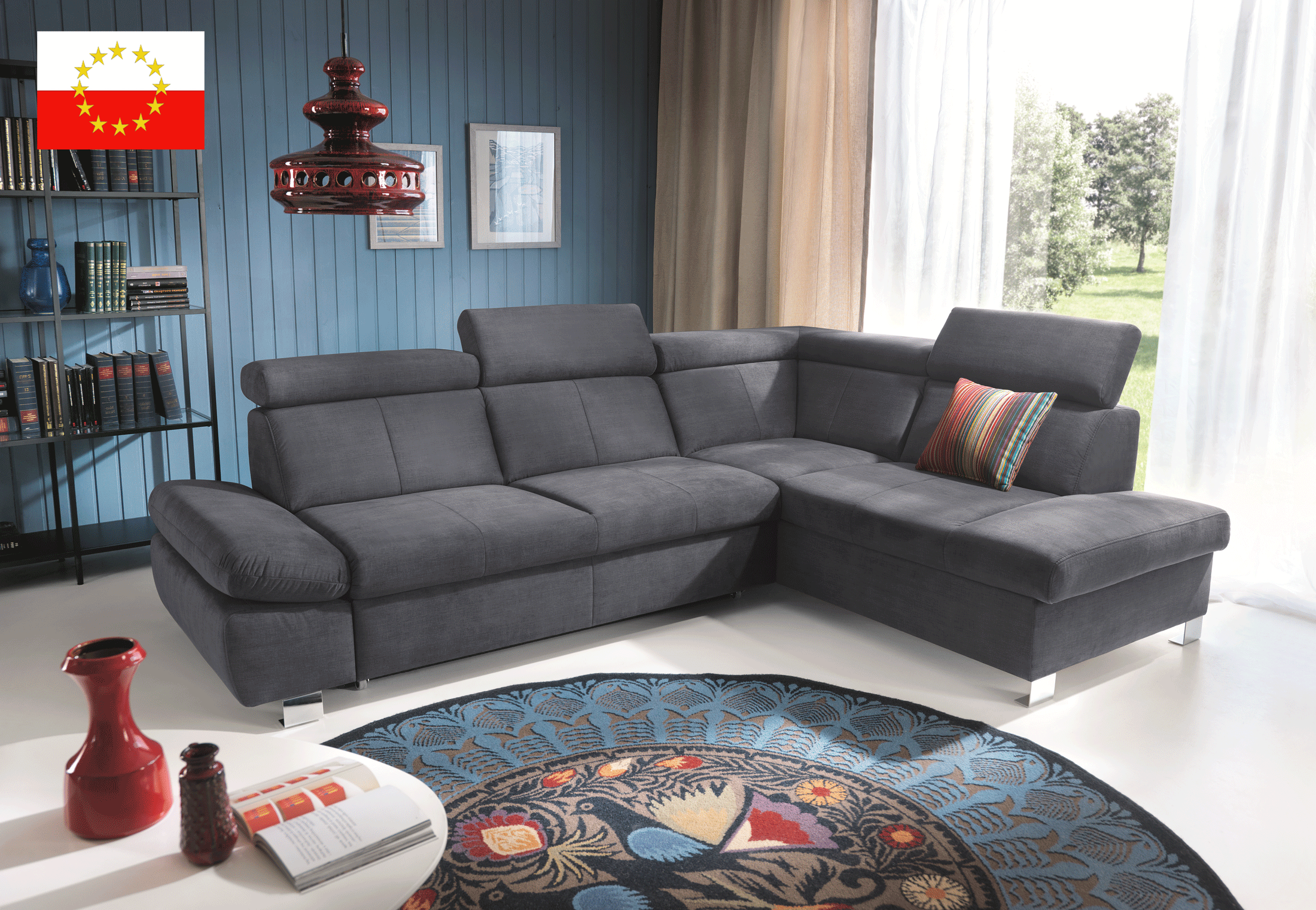 Living Room Furniture Rugs Happy Sectional w/Bed & Storage