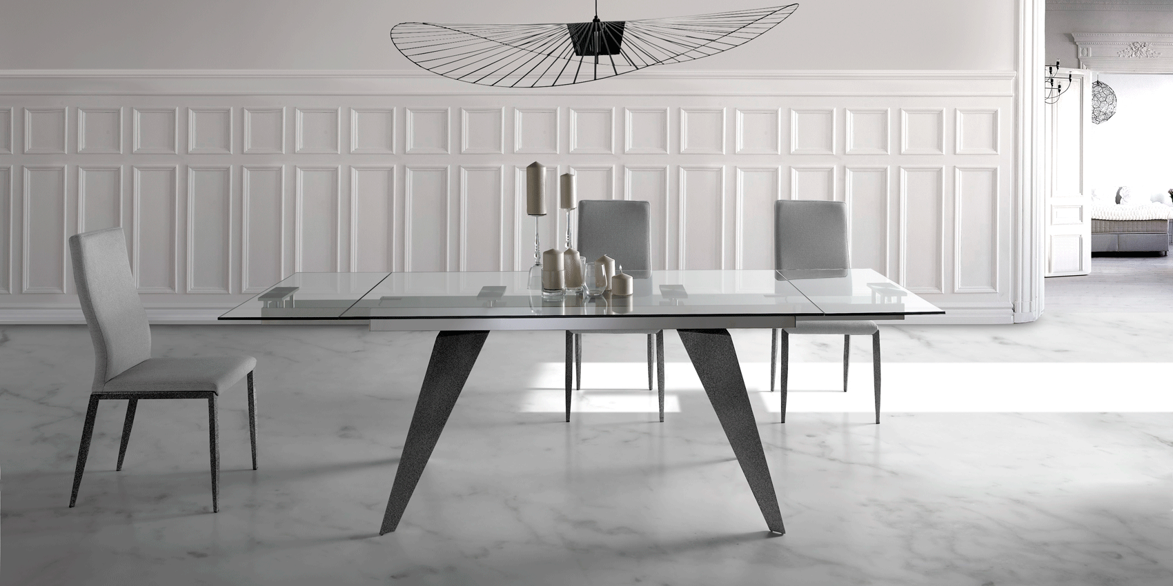 Dining Room Furniture Marble-Look Tables Tavolo Dining + Love Chair