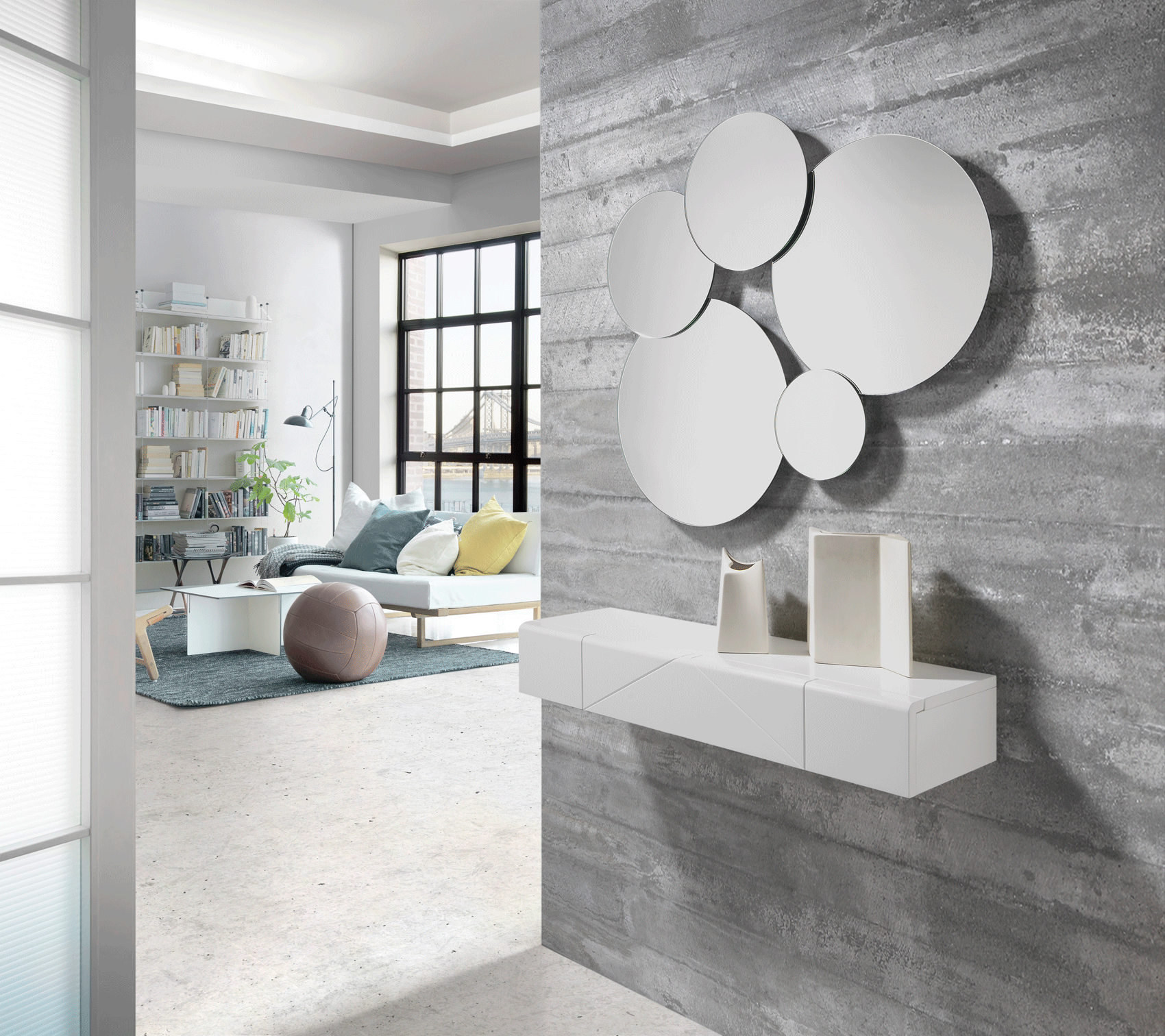 Brands MSC Modern Wall Unit, Italy Tiku Mirror and Mia Console