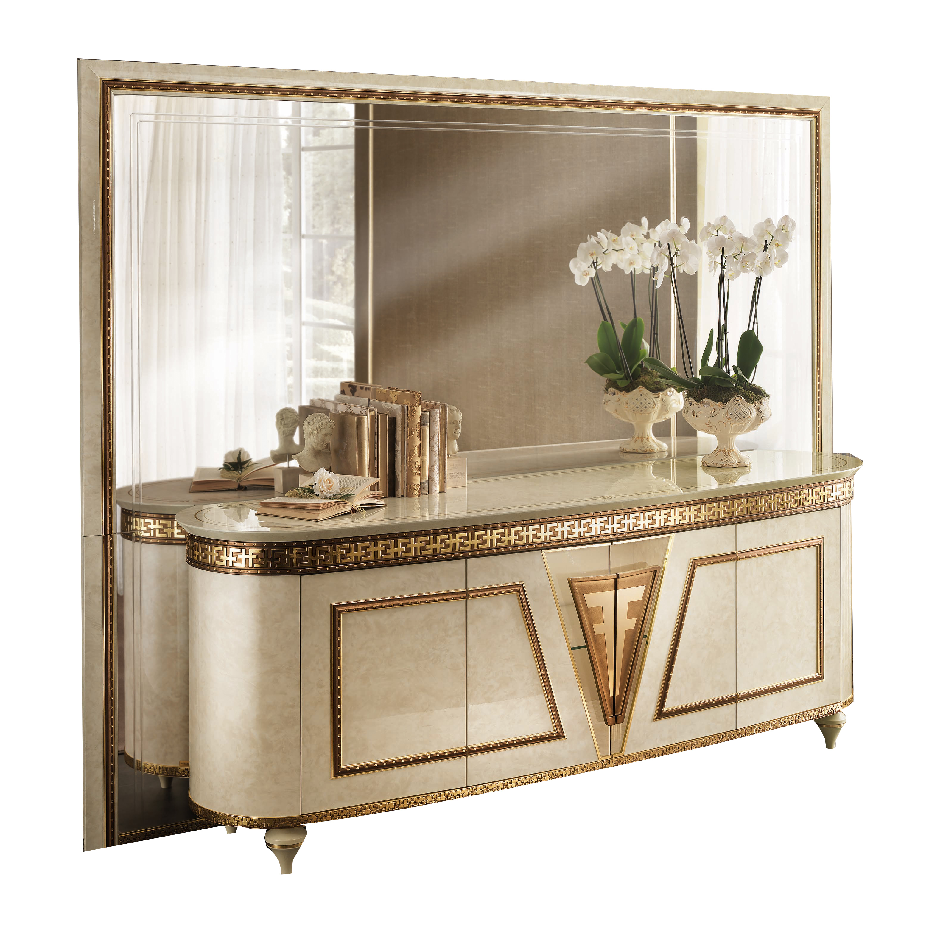 Bedroom Furniture Mirrors Fantasia 4-Door Buffet & Large Mirror "mural" Art. 250by Arredoclassic