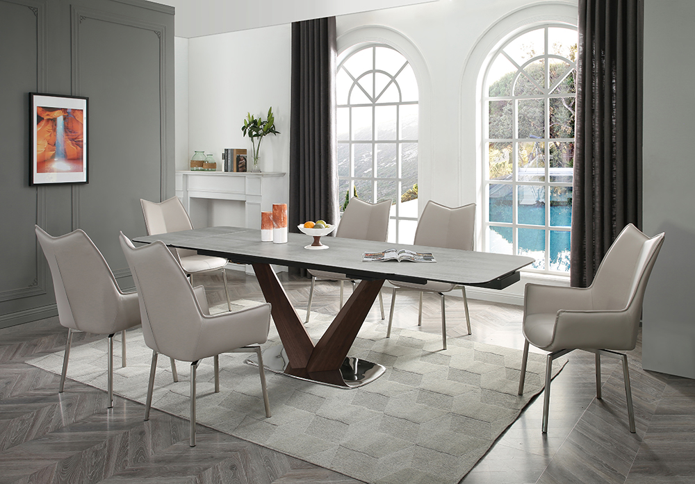 Brands Motif, Spain 9188 Table with 1218 swivel grey taupe chairs