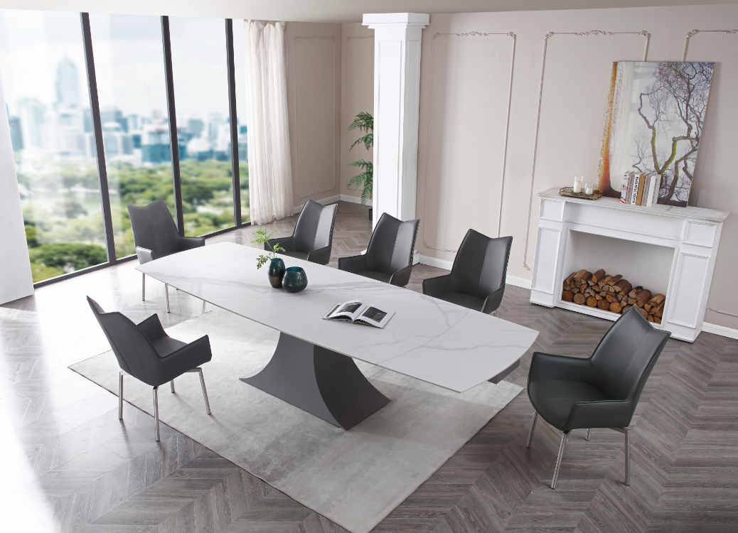Brands Franco AZKARY II SIDEBOARDS, SPAIN 9437 Dining Table with 1218 swivel dark grey chair
