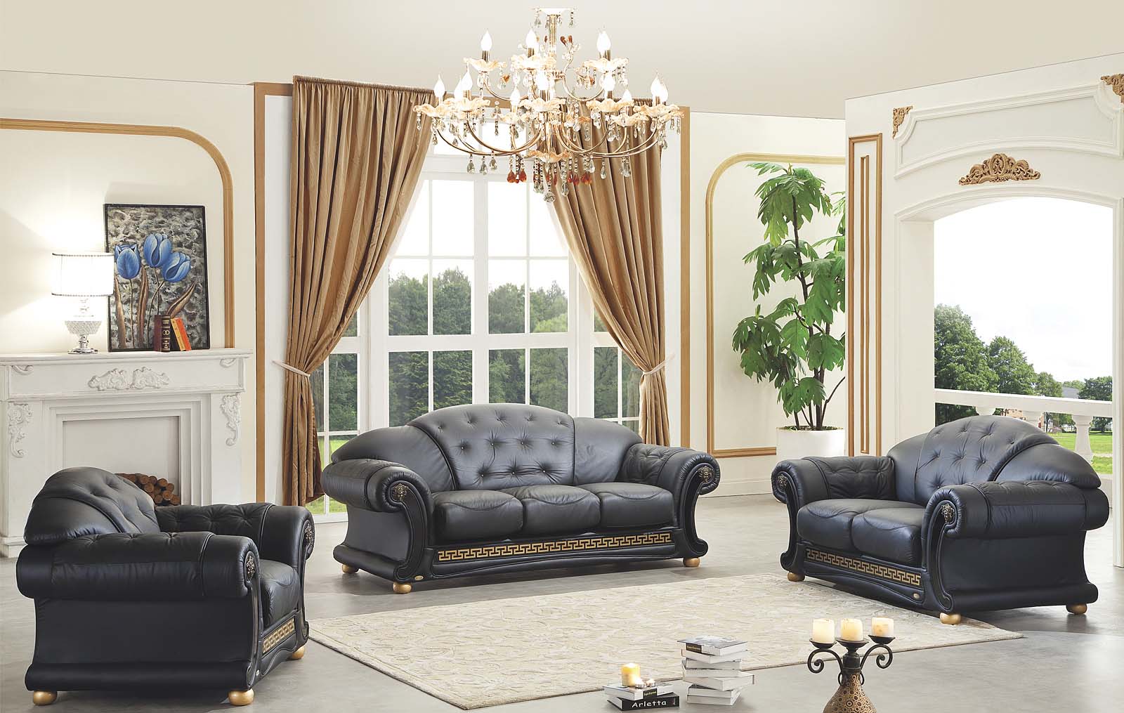 Living Room Furniture Sofas Loveseats and Chairs with Sleepers Apolo Black