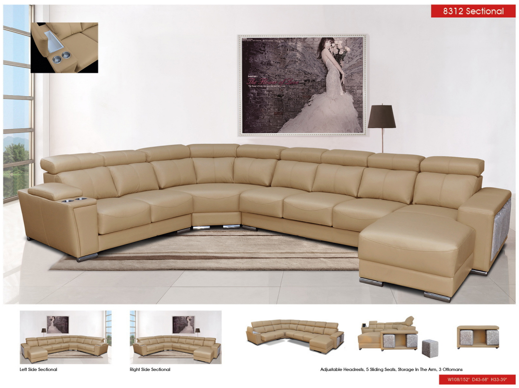 Franco Taupe Leather Sofa