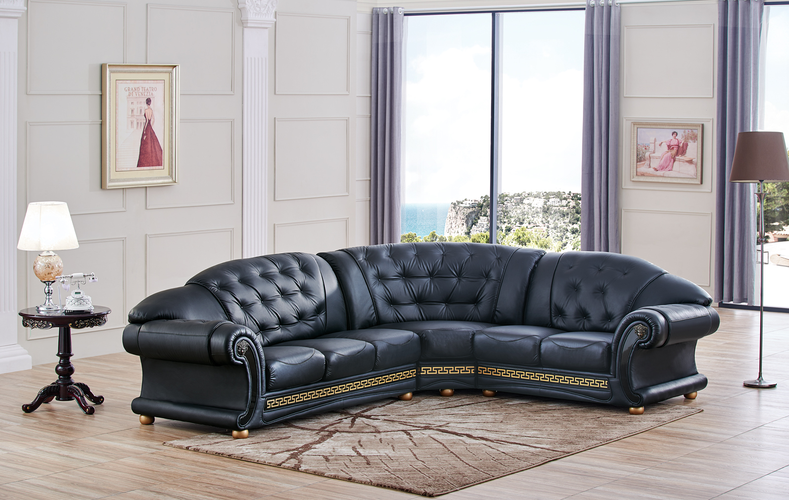 Brands Stella Collection Upholstery Living Apolo Sectional Black