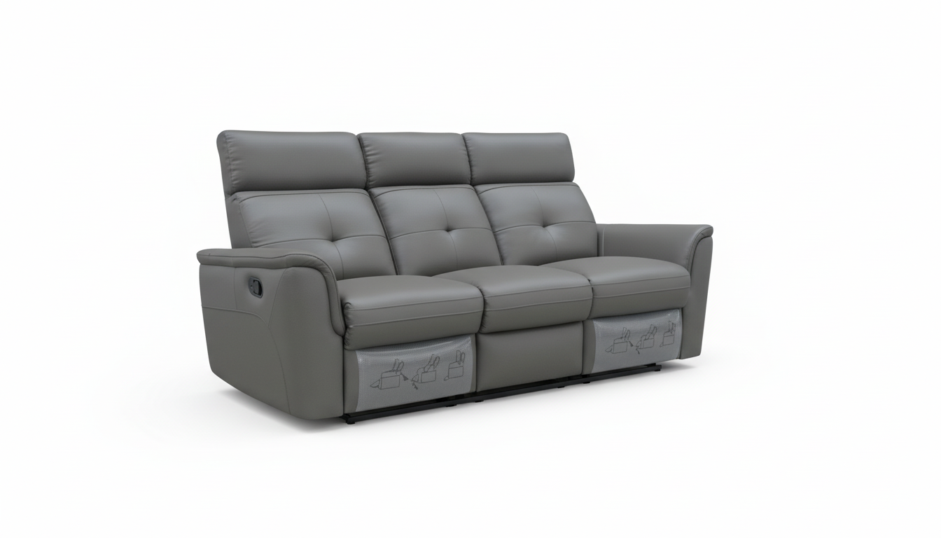 Living Room Furniture Reclining and Sliding Seats Sets 8501 Dark Grey Sofa w/Manual Recliner
