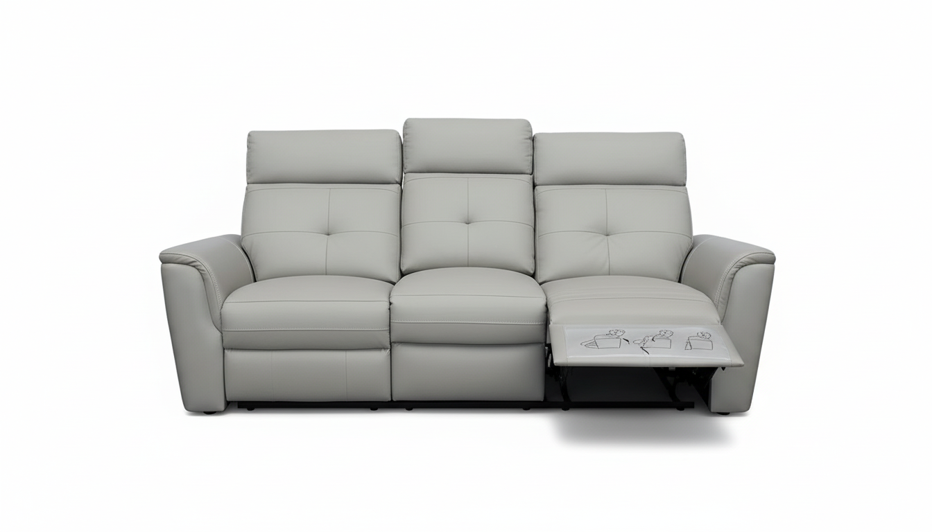 Living Room Furniture Reclining and Sliding Seats Sets 8501 Light Grey Sofa w/Manual Recliners