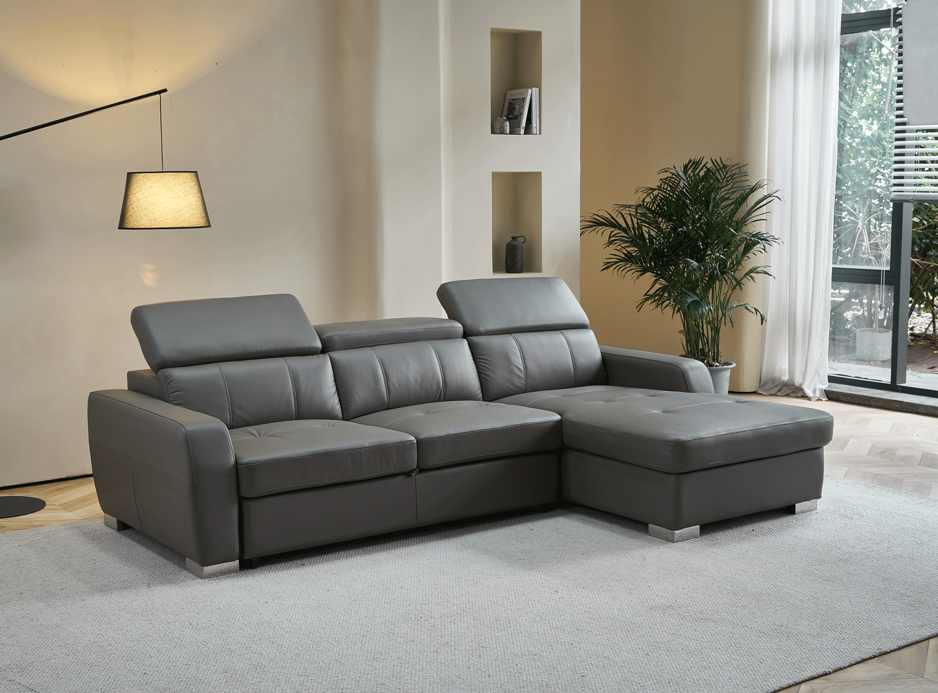 Brands Franco Gold 1822 GREY Sectional Right w/Bed