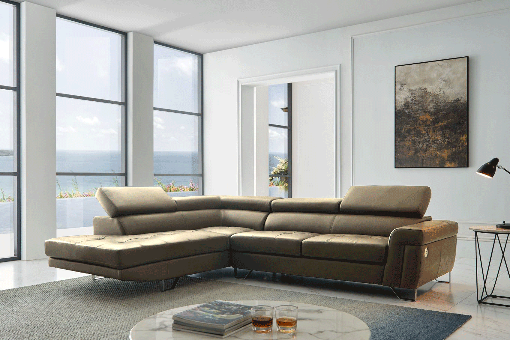 Brands Stella Collection Upholstery Living 1807 Sectional Left Taupe