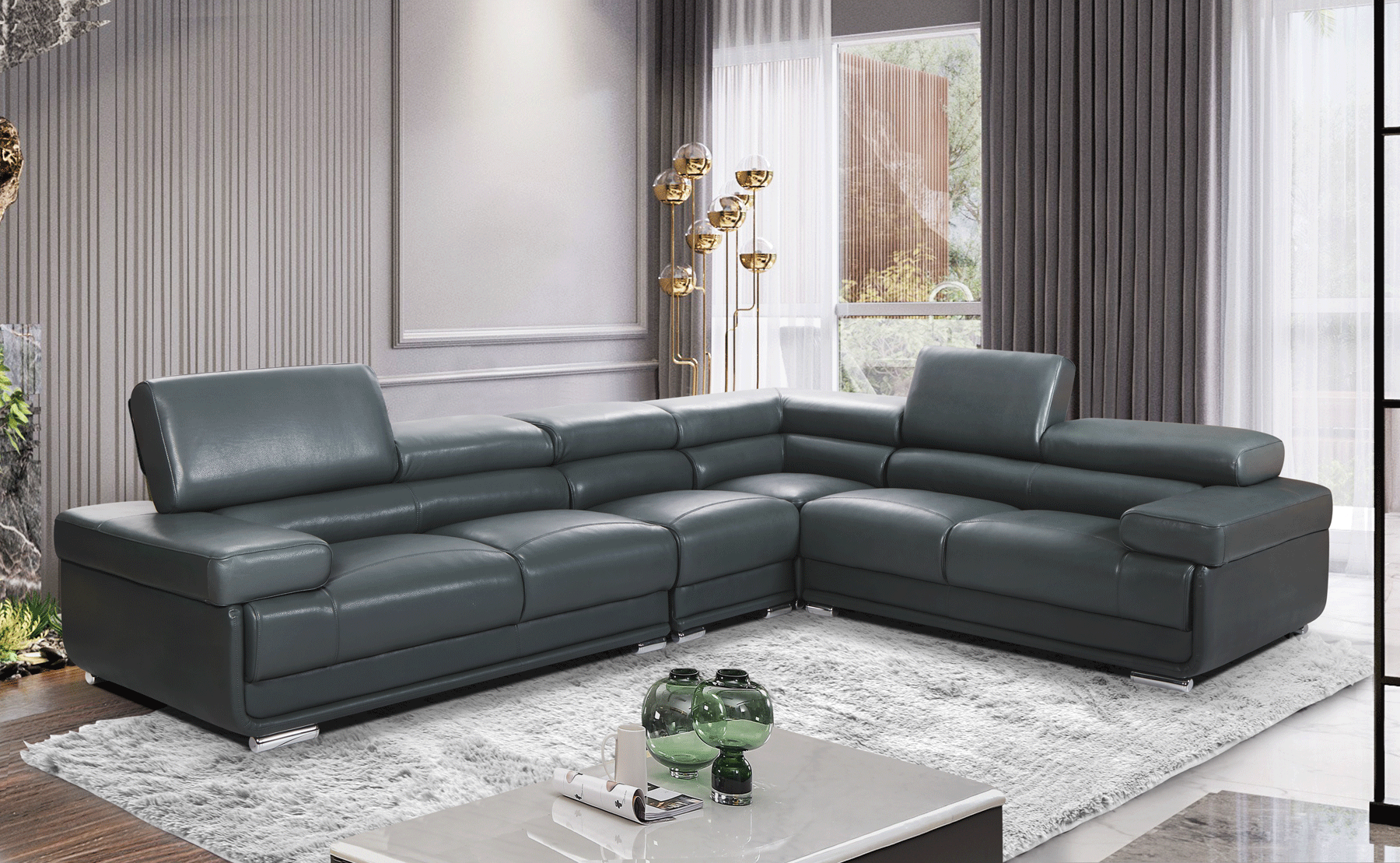 Brands Kuka Home 2119 Sectional Dark Grey