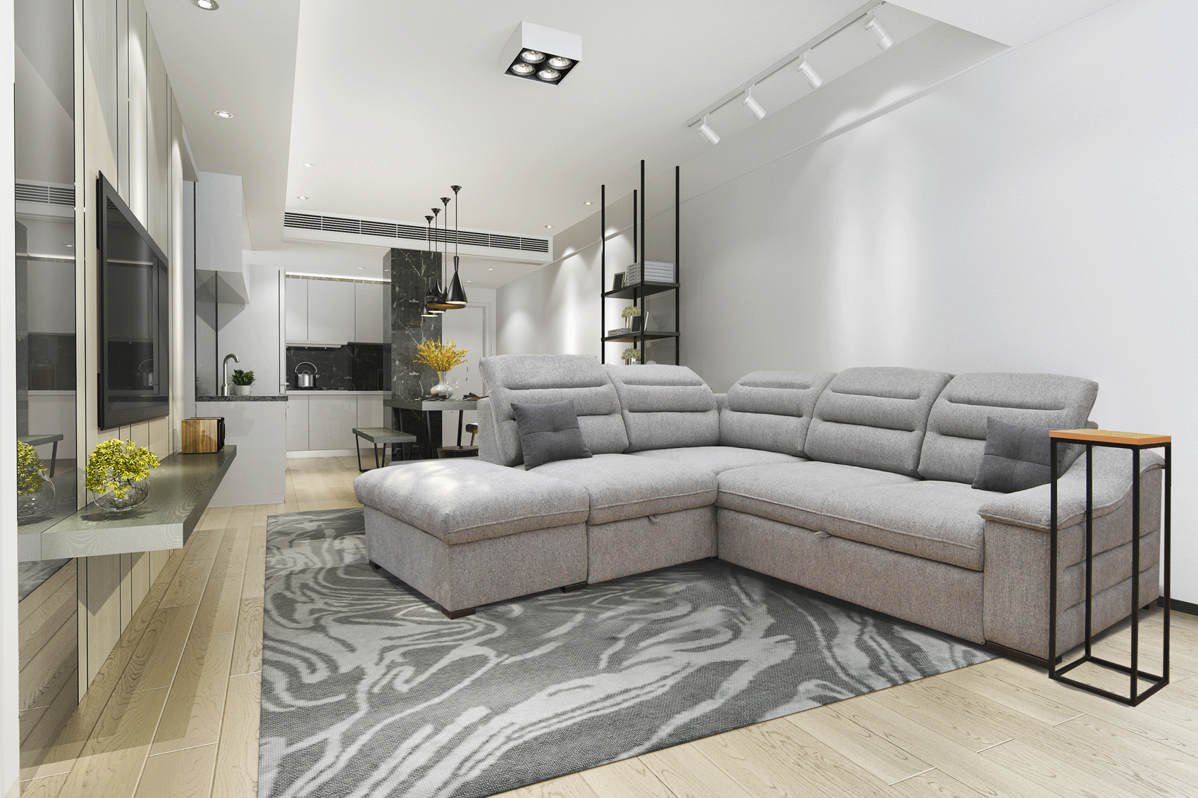 Living Room Furniture Sectionals Oliver Sectional w/ Bed and Storage