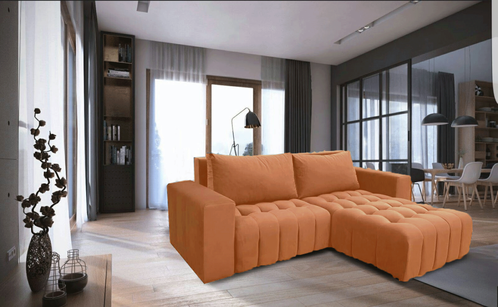 Living Room Furniture Reclining and Sliding Seats Sets Neo sofa bed w/ storage Orange