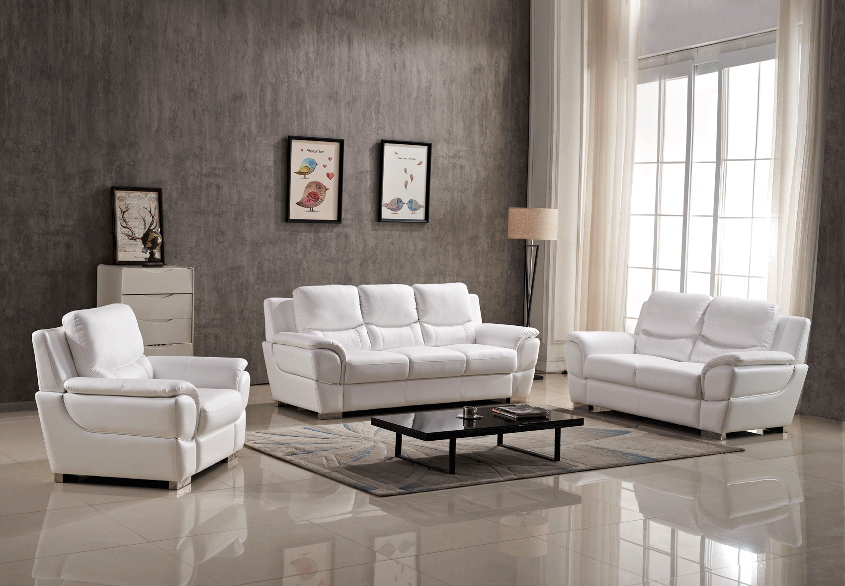 Living Room Furniture Reclining and Sliding Seats Sets 4572 Sofa Only White